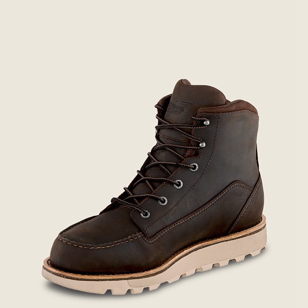 Red Wing Iş Botu Erkek - Traction Tred Lite - 6-Inch Waterproof Soft Toe - Koyu Kahverengi - 64ZVUWC